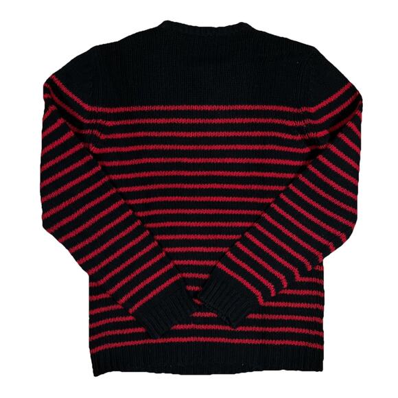 Diesel Knit Striped Black Red Wool Blend Sweater Sz Medium Grunge Designer - Picture 2 of 8